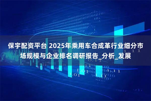 保宇配资平台 2025年乘用车合成革行业细分市场规模与企业排名调研报告_分析_发展